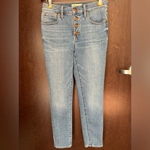 MADEWELL 9" Mid Rise Skinny Crop Jeans with Button Front Size 27